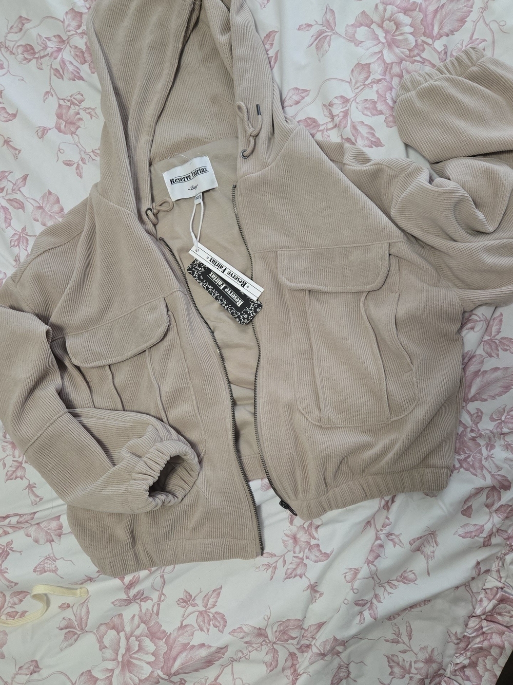 Khaite Beige Teddy Corduroy Hoodie Jacket